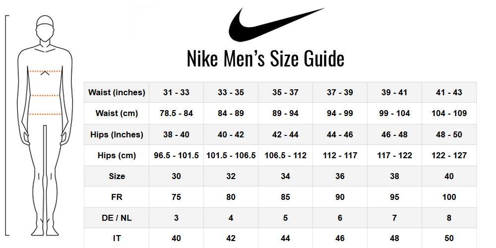 Nike men's size guide Ръководство за мъжки размери Nike