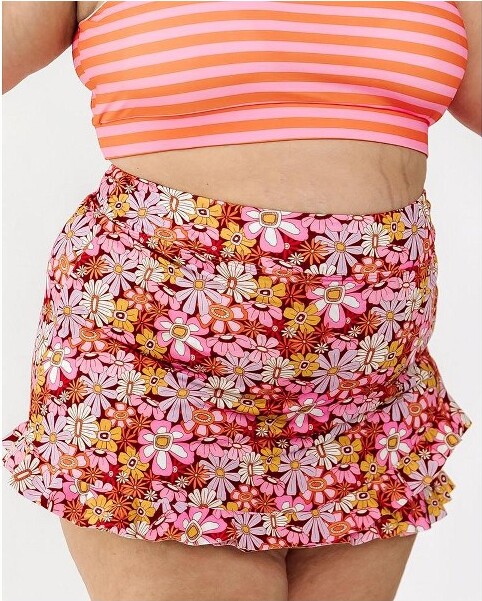 lime ricki swimwear lime ricki women groovy bloom ultra high wait skirt w bottom xl lime Ricki stroje kąpielowe lime Ricki damskie groovy Bloom ultra wysoka spódnica Wait z dołem XL