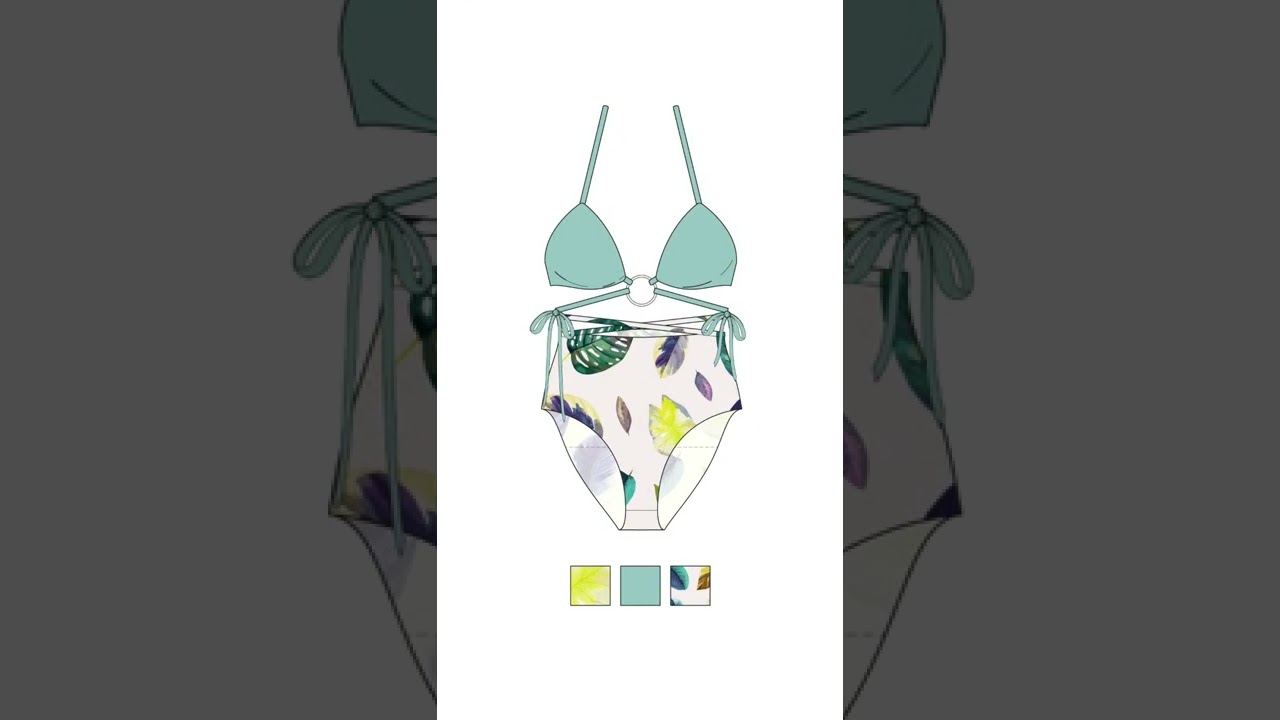 swimwear technical illustration تصویر فنی لباس شنا