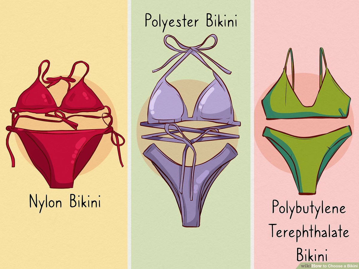 bikini dengan fabrik yang berbeza